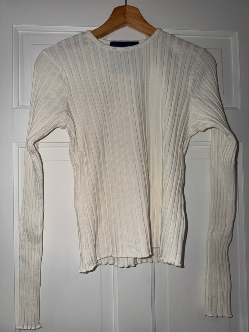 Simon Miller White Ribbed Crew Neck Top